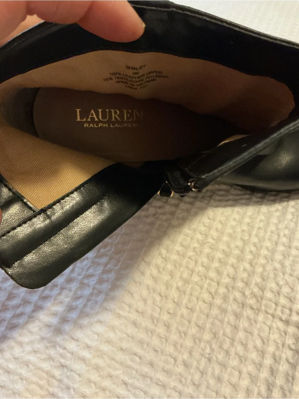 Ralph Lauren Shaley Black Leather Wedge Ankle Boots